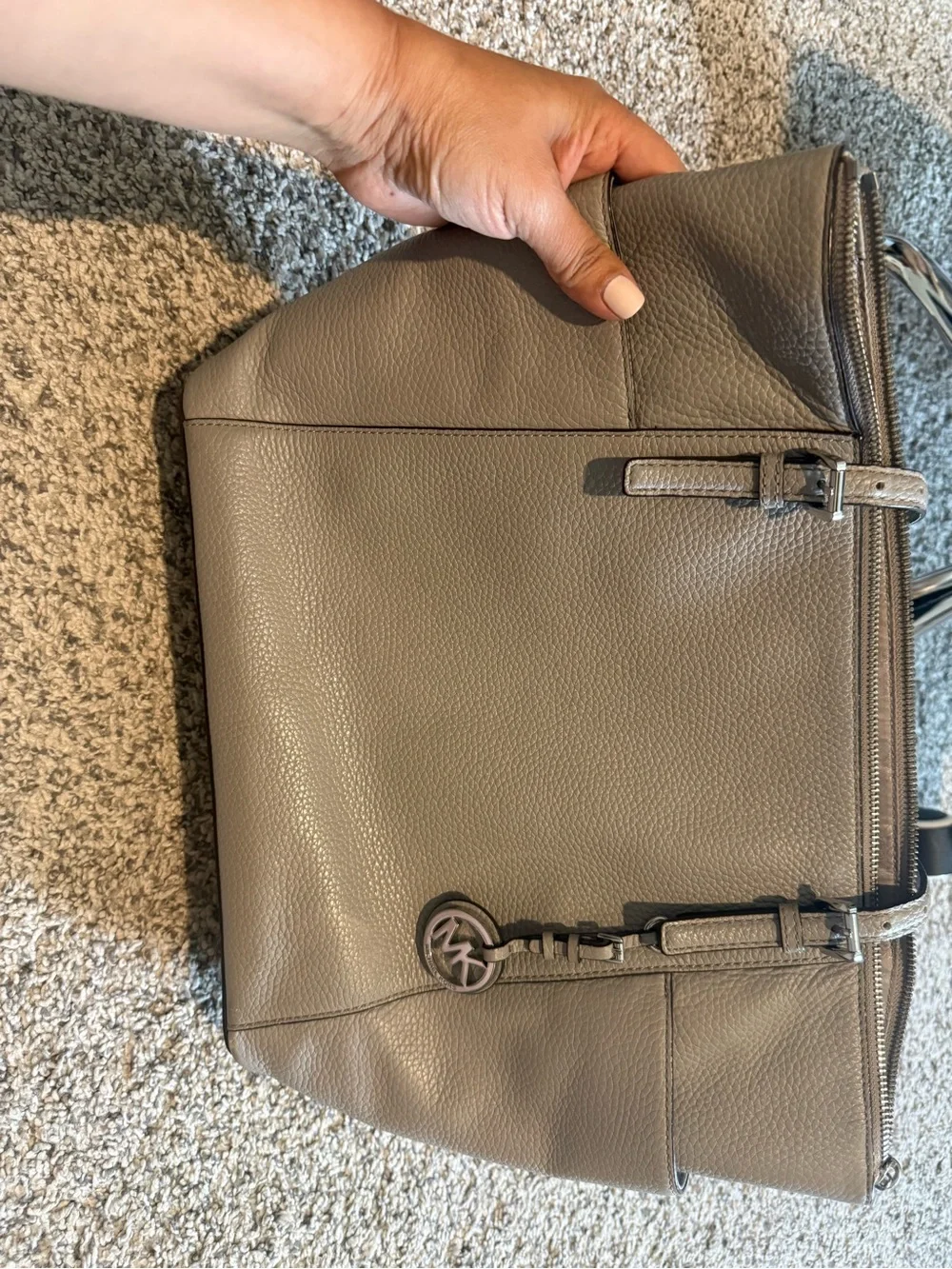 Michael Kors Pebbled Leather Tote in Taupe